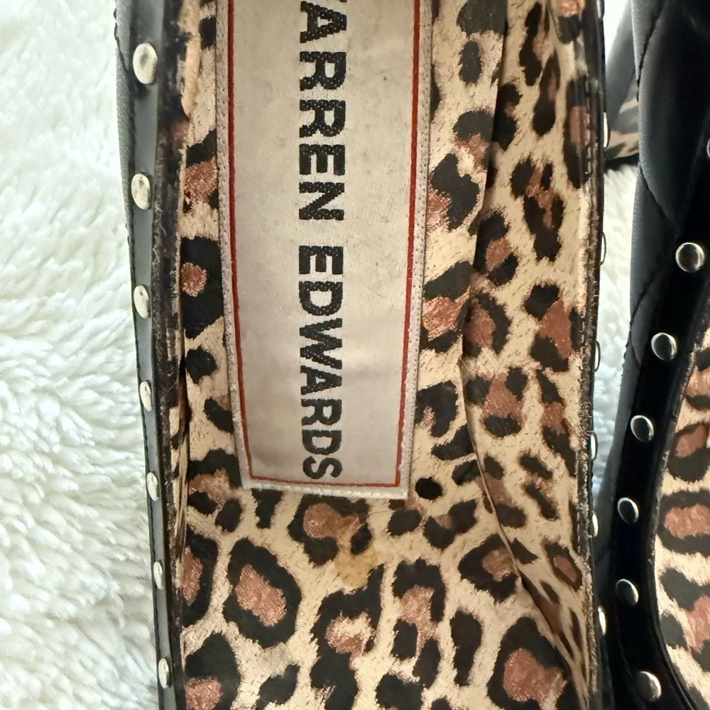 Warren Edwards Black Studded Women's Heels Size 7.5